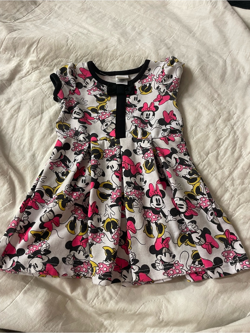 Disney Girls' Minnie Mouse White, Pink & Black Skater Dress